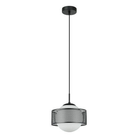 Italux Lomica PND-55456-1L-BK lampa wisząca nowoczesna stalowa czarna  klosz szkło biały 25 cm  E27 1x40W