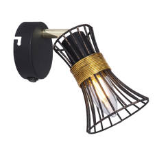 Globo PURRA 54814-1 kinkiet lampa ścienna czarno-złota 1xE14 40W 9cm