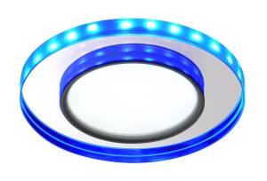 Candellux SSP-23 CH/TR+BL 2263915 oprawa do wbudowania stropowa niebieska 8W LED 230V ring LED oczko sufitowa okrągła szkło transparentne 11cm
