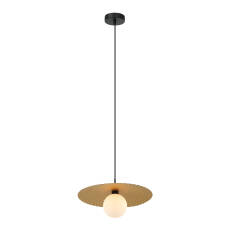 Italux Malor PND-4602-1-XL-GD lampa wisząca nowoczesna stal czarny złoty klosz szkło biały kula G9 1x25W 38 cm