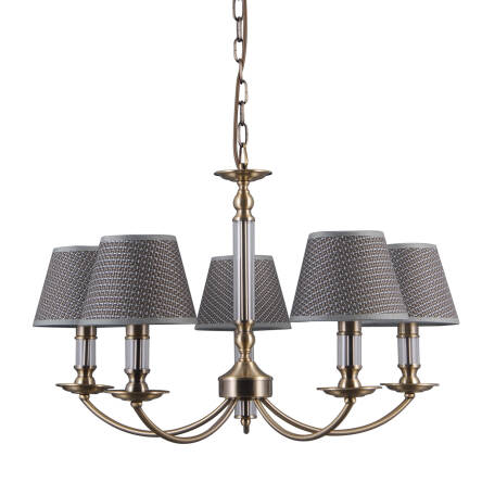 Italux Zanobi PND-43272-5 lampa wisząca stal szkło tkanina brąz antyczny klosze szary E14 5x40W IP20 67cm  WM