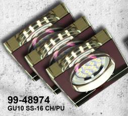Candellux SS-16 CH/PU oprawa do wbudowania fioletowy zestaw trzech opraw 3X3W GU10 LED z żarówką chrom kwadratowa szkło fioletowe min 6,4cm