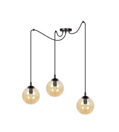 Emibig GIGI 3 BLACK MIODOWY 938/3 lampa wisząca nowoczesna klosze kule miodowy szkło 3x40W E14 200cm