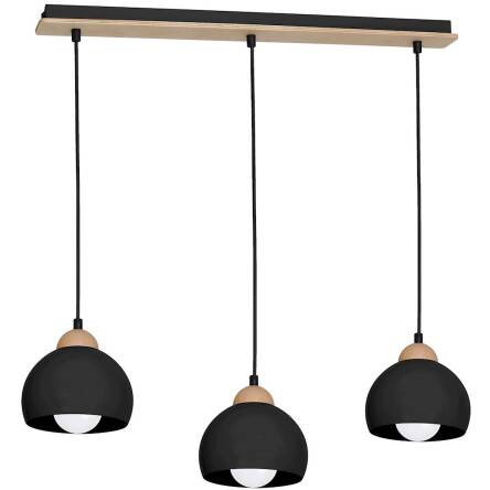 Milagro DAMA BLACK MLP6550 lampa wisząca metal w kolorze czarnym oraz drewno 3xE27 64cm