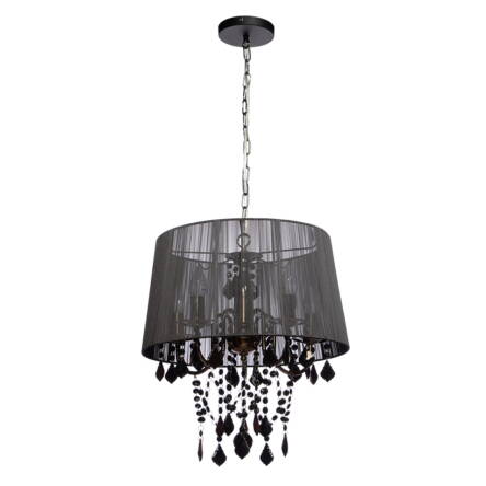 Light Prestige Mona 3 LP-5005/3P czarna lampa wisząca metalowa abażur tkanina kryształki 3x40W E14 40cm