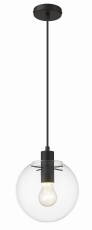 Light Prestige Puerto LP-004/1P S BK lampa wisząca metalowa czarna klosz szklana kula 1x50W E27 20cm