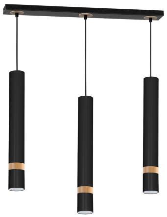 Milagro JOKER BLACK/WOOD MLP6306 lampa wisząca podłużna czarna drewno 3xGU10 60cm