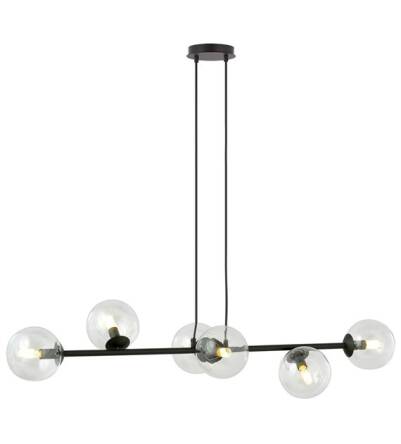 Emibig ROSSI 6 BL/TRANSPARENT 874/6 lampa wisząca nowoczesna czarna transparentne klosze 6x40W E14 110cm