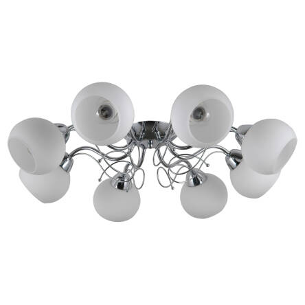 Italux Masseri PND-6895-8 plafon lampa sufitowa stal chrom klosz biały szkło E27 8x40W IP20 67cm