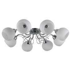 Italux Masseri PND-6895-8 plafon lampa sufitowa stal chrom klosz biały szkło E27 8x40W IP20 67cm
