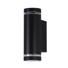 Italux Fondo GU10  OWL-2067-2-GU10 kinkiet lampa ścienna zewnętrzny nowoczesny aluminium czarny GU10x2, 40W, IP54, 18 cm