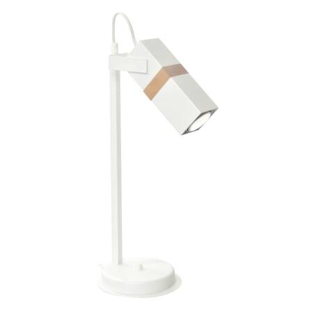 Milagro VIDAR WHITE MLP6105 lampa stołowa biała metal+drewno 1xGU10 47cm WM