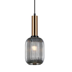 Italux Antiola PND-5588-1M-BRO+SG lampa wisząca nowoczesna mosiężny szklany klosz dymiony 1x40W E27 15cm