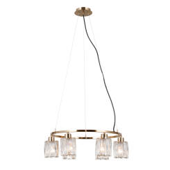 Italux Simona PND-40814-6-HBR lampa wisząca złota, kryształy E14 53cm