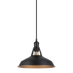 Italux Freya MDM-2315/1 M BK+GD lampa wisząca industrialna stal czarny złoty 31cm IP20 E27 1x40W
