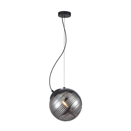 Italux Perona  PND-92389-1-BK lampa wisząca klasyczna metalowa czarny klosz szkło grafitowe E27 1x60W IP20 25cm