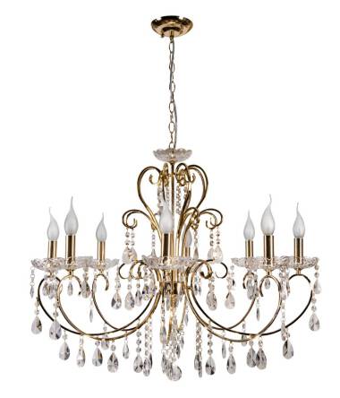 Candellux AURORA 38-98644 żyrandol złoty kryształy 8x40W E14 73cm