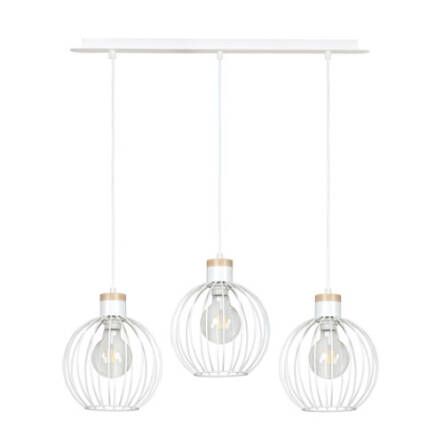 Emibig BARBADO 3 WHITE 755/3 lampa wisząca loft skandynawska metal drewno białe kule 3x60W E27 78cm