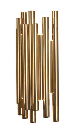 Maxlight ORGANIC GOLD W0187D kinkiet lampa ścienna metalowa złota połyskujące walce funkcja ściemniania światła 8x1W LED 3000K 43cm