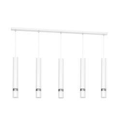 Milagro JOKER WHITE MLP1412 lampa wisząca biała obudowa połączona ze srebrnymi elementami 5xGU10 90cm 