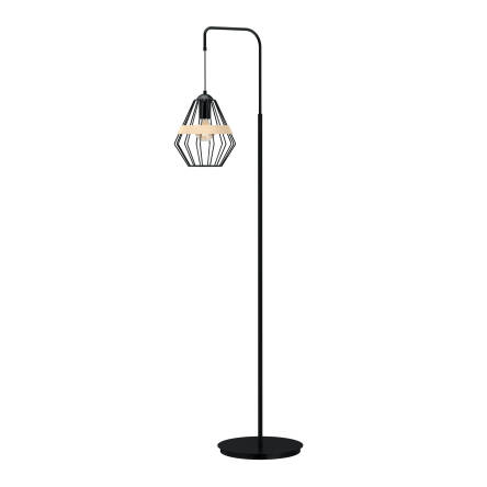 Milagro CLIFF BLACK MLP5528 lampa podłogowa czarna klosz o modnym kształcie eksponującym żarówkę z paskiem 1xE27 150cm