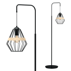 Milagro CLIFF BLACK MLP5528 lampa podłogowa czarna klosz o modnym kształcie eksponującym żarówkę z paskiem 1xE27 150cm