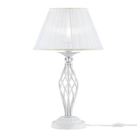 Maytoni Grace ARM247-00-G lampa stołowa metal biała ze złotym plisowany abażur biały z tkaniny kryształki 1xE14 40W