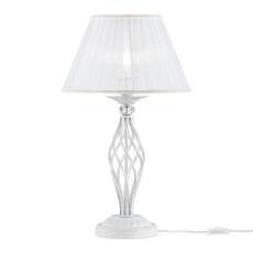 Maytoni Grace ARM247-00-G lampa stołowa metal biała ze złotym plisowany abażur biały z tkaniny kryształki 1xE14 40W