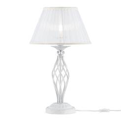 Maytoni Grace ARM247-00-G lampa stołowa metal biała ze złotym plisowany abażur biały z tkaniny kryształki 1xE14 40W