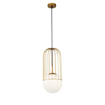 Maytoni Telford P363PL-01G lampa wisząca metalowa ramka złota klosz matowe szkło 1xE27 40W 20cm WM