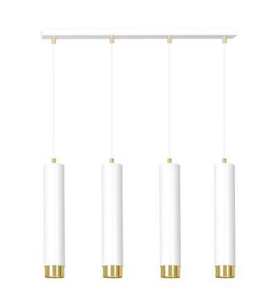 Emibig KIBO 4 WH/GOLD  642/4 lampa wisząca nowoczesna metal spot wiszący białe tuby złote dodatki 4x30W Gu-10 60cm