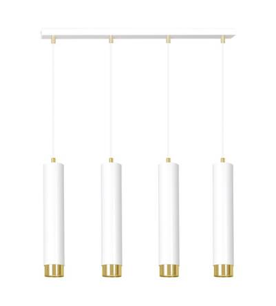 Emibig KIBO 4 WH/GOLD  642/4 lampa wisząca nowoczesna metal spot wiszący białe tuby złote dodatki 4x30W Gu-10 60cm