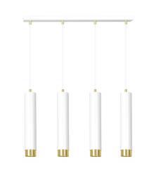 Emibig KIBO 4 WH/GOLD  642/4 lampa wisząca nowoczesna metal spot wiszący białe tuby złote dodatki 4x30W Gu-10 60cm