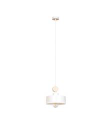 Emibig TUNISO 1 WHITE 583/1 lampa wisząca styl skandynawski drewno biała szeroki klosz 1x60W E27 20cm