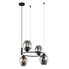 Italux lampa wisząca Roxane MDM-4045-4 BK+SG czarny szklane grafitowe klosze 45cm