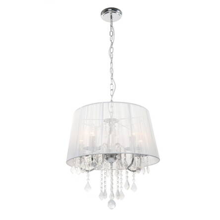 Light Prestige Mona 3 LP-5005/3P srebrna lampa wisząca metalowa abażur tkanina kryształki 3x60W E14 23cm