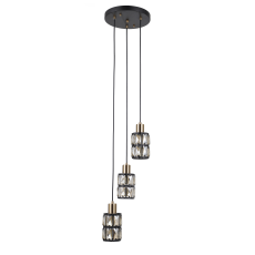 Italux Menfi  PND-44236-3-BK-GD lampa wisząca potrójna, nowoczesna stalowa czarna matowa, złota, klosz szkło, IP20 E27 3x40W 25 cm