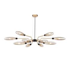 Maytoni Ventura MOD012CL-12G lampa wisząca metalowa matowe złoto klosz bursztynowy 12XG9 28W 127cm