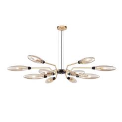Maytoni Ventura MOD012CL-12G lampa wisząca metalowa matowe złoto klosz bursztynowy 12XG9 28W 127cm