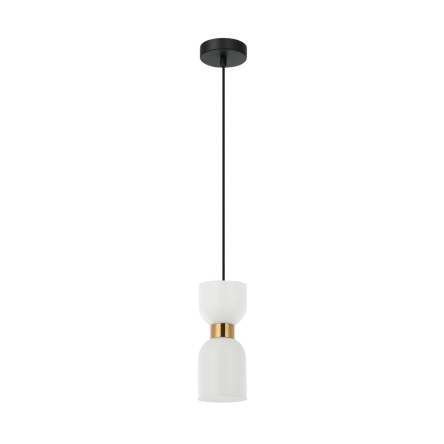 Italux Monza  PND-57602-1-BRO lampa wisząca nowoczesna stalowa, mosiężna, klosz szkło białe, IP20 E27 1x40W 28,5 cm