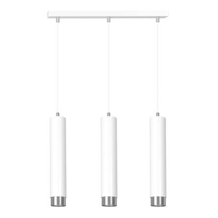 Emibig KIBO 3 WH/CHROME 641/3 lampa wisząca metalowa spot białe tuby srebrne dodatki 3x30W Gu-10 45cm