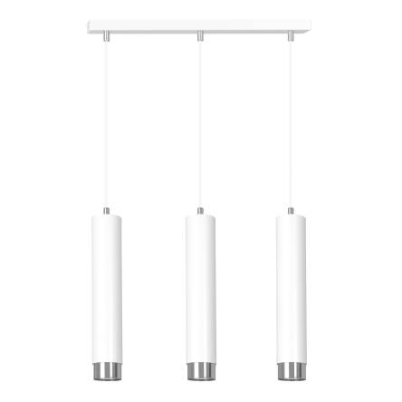 Emibig KIBO 3 WH/CHROME 641/3 lampa wisząca metalowa spot białe tuby srebrne dodatki 3x30W Gu-10 45cm