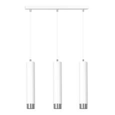 Emibig KIBO 3 WH/CHROME 641/3 lampa wisząca metalowa spot białe tuby srebrne dodatki 3x30W Gu-10 45cm