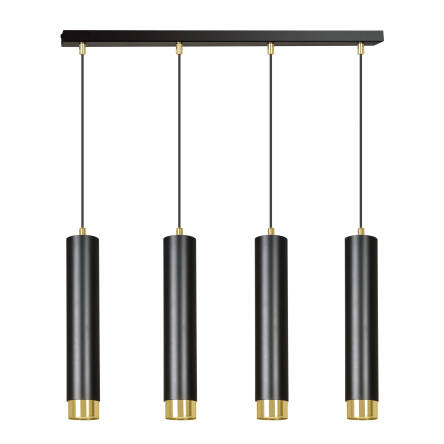 Emibig KIBO 4 BL/GOLD  644/4 lampa wisząca nowoczesna metalowa czarne tuby złote dodatki 4x30W Gu-10 60cm