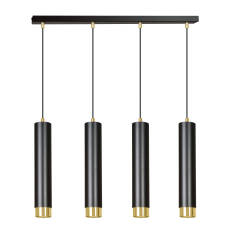 Emibig KIBO 4 BL/GOLD  644/4 lampa wisząca nowoczesna metalowa czarne tuby złote dodatki 4x30W Gu-10 60cm