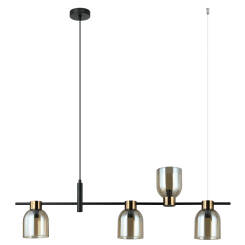 Italux Servio PND-66892-4-BK-AMB lampa wisząca nowoczesna stalowa czarna klosz bursztynowy szklany E14 4x40W