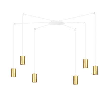 Emibig TRAKER 6 WH/GOLD 527/6 lampa wisząca nowoczesna halogen punktowy biało złoty 6x30W Gu-10 300cm