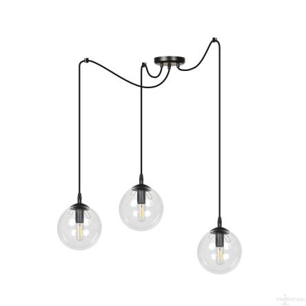 Emibig GIGI 3 BLACK TRANSPARENT 936/3 lampa wisząca nowoczesna klosze kule transparentne szkło 3x40W E14 200cm