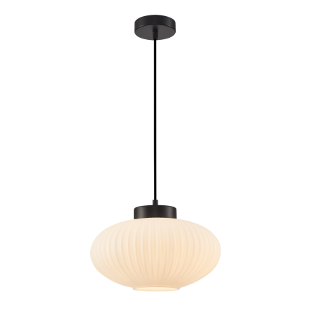 Italux Isola 3K  OFL-6923-3K  lampa wisząca nowoczesna stal czarna szklany klosz biały, 1x40W E27 20cm