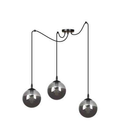 Emibig GIGI 3 BLACK GRAFIT 937/3 lampa wisząca nowoczesna klosze kule szkło grafit 3x40W E14 200cm